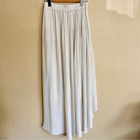 Zara| Flowing White Hi-Low Boho Pull-on Lightweight Maxi Skirt Sz S - Picture 2 of 5